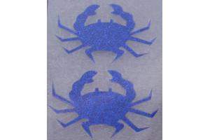 2 Buegelpailletten Krabben hologramm blau